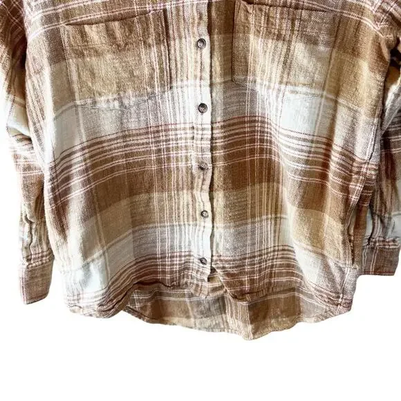 MADEWELL Slub Flannel Plaid Sunday Shirt in Earthen Sand sz‎ S - Picture 4 of 7